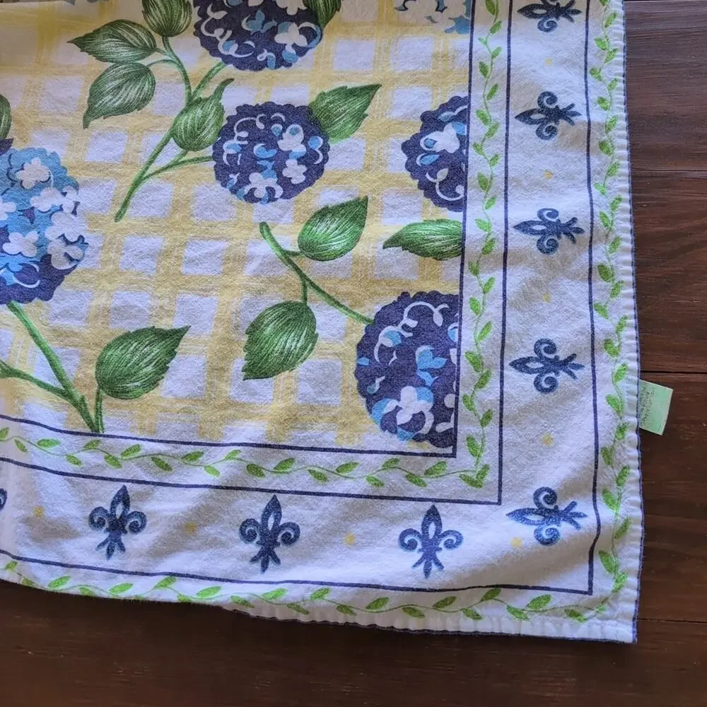 Peggy Walz Artist Series by Western Linen Blue Floral Cotton Tablecloth 50 x 50